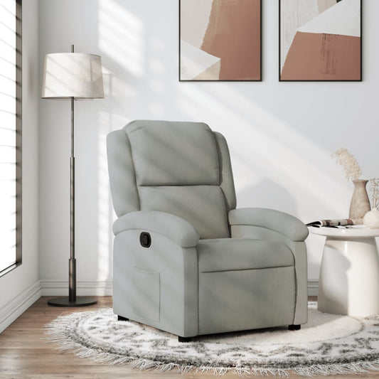 Fotoliu rabatabil, gri deschis, catifea