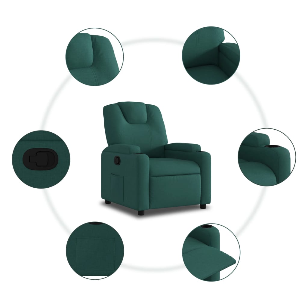 Fotoliu rabatabil, verde închis, material textil