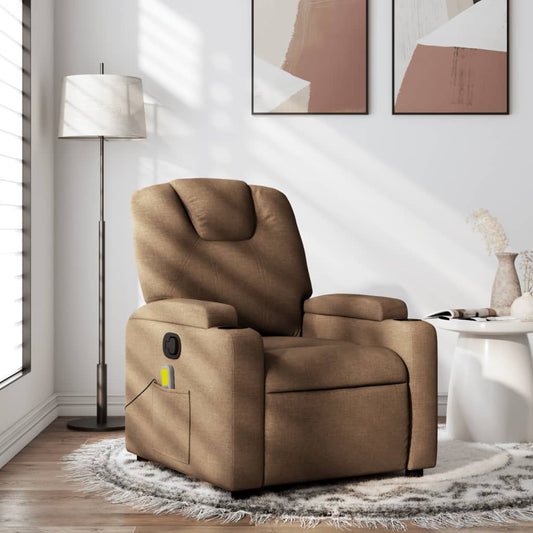 Fotoliu de masaj rabatabil, maro, material textil