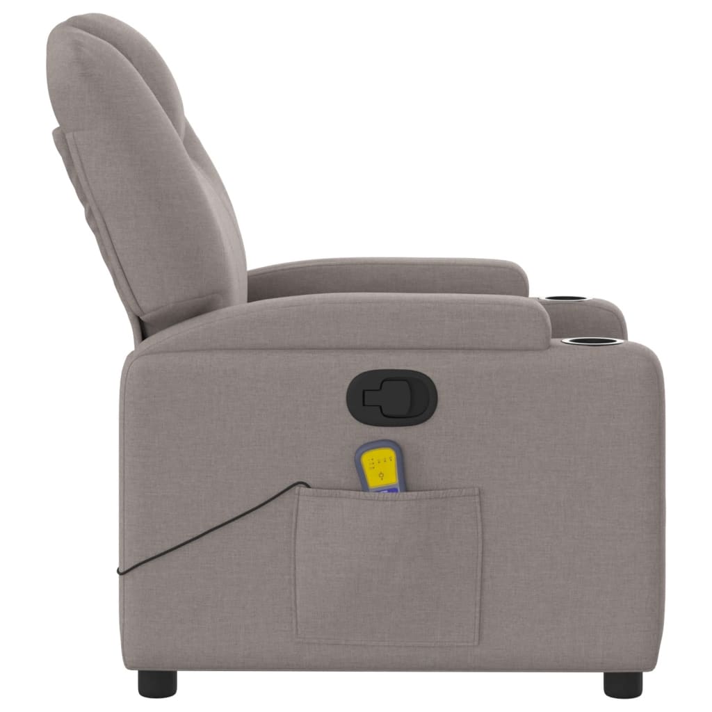 Fotoliu de masaj rabatabil, gri taupe, material textil