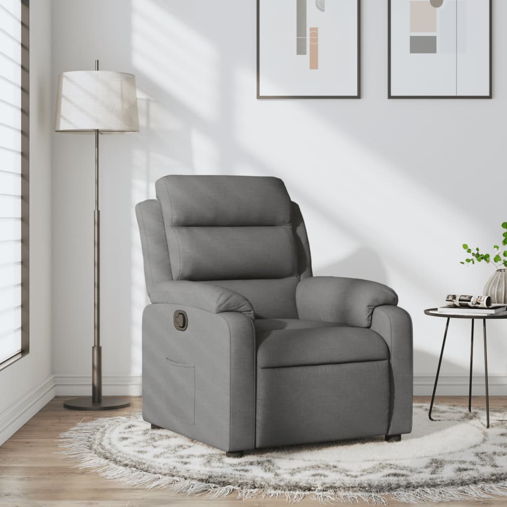 Fotoliu rabatabil, gri închis, material textil