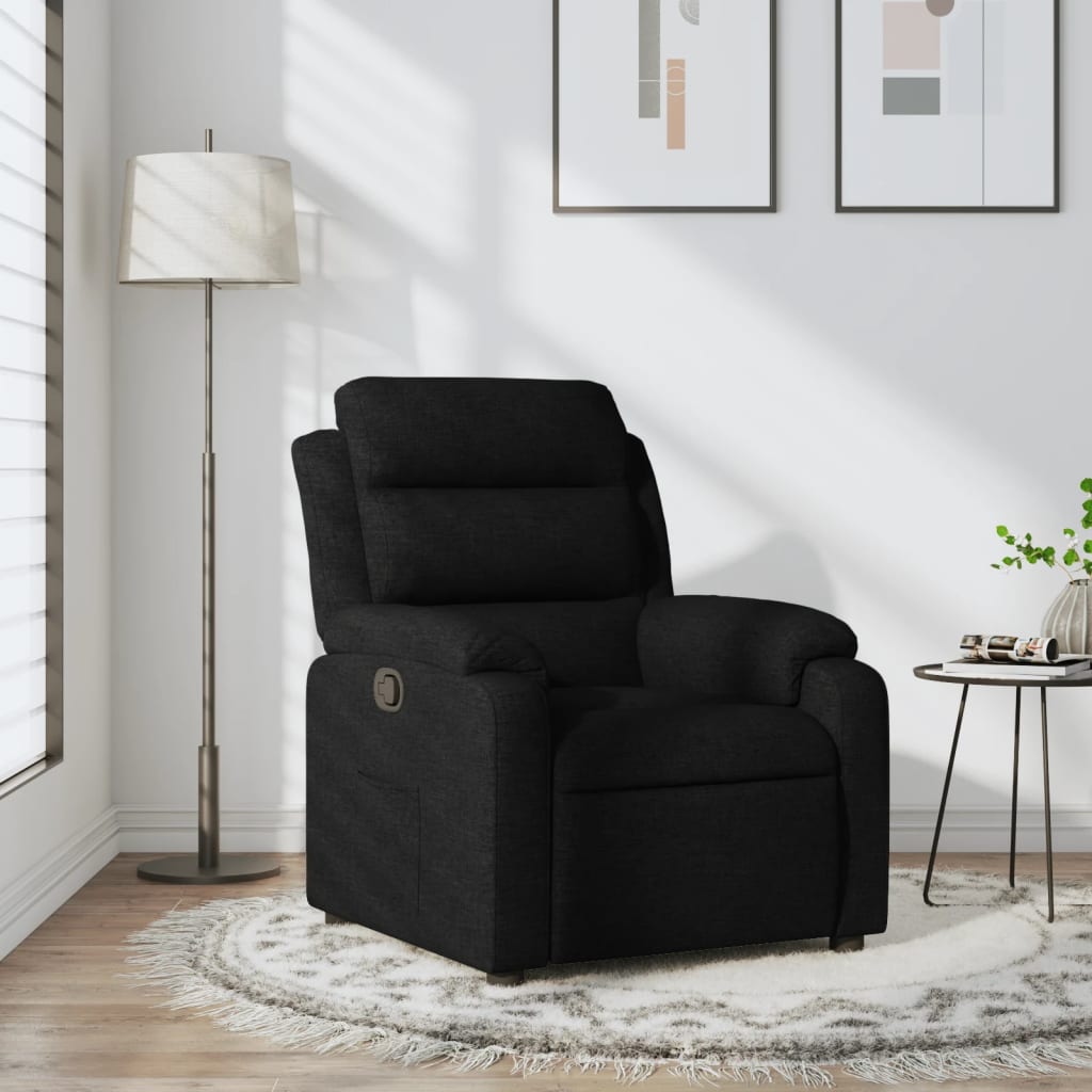 Fotoliu rabatabil, negru, material textil