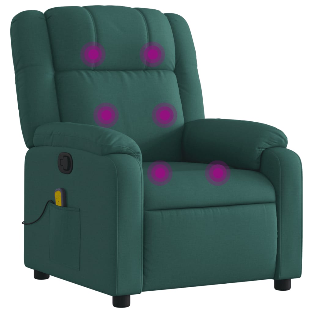 Fotoliu de masaj rabatabil, verde închis, material textil