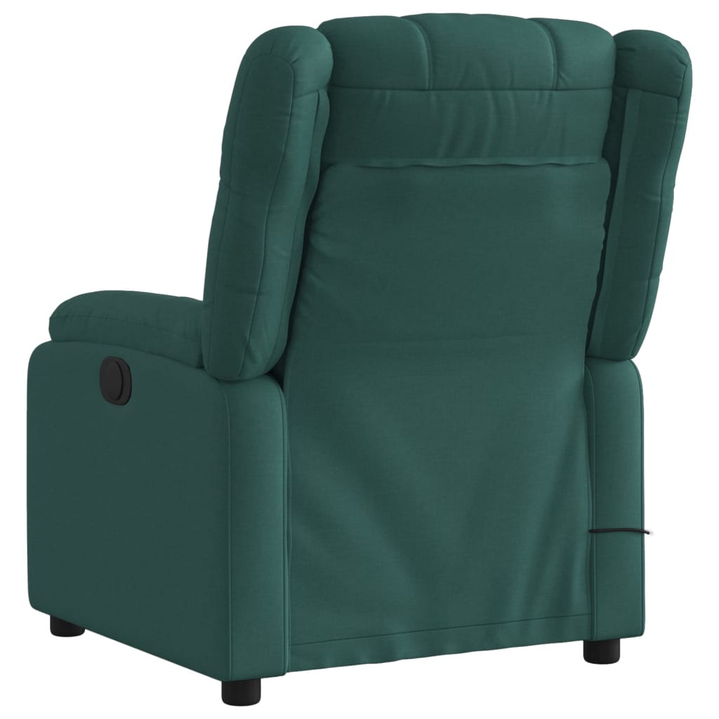 Fotoliu de masaj rabatabil, verde închis, material textil