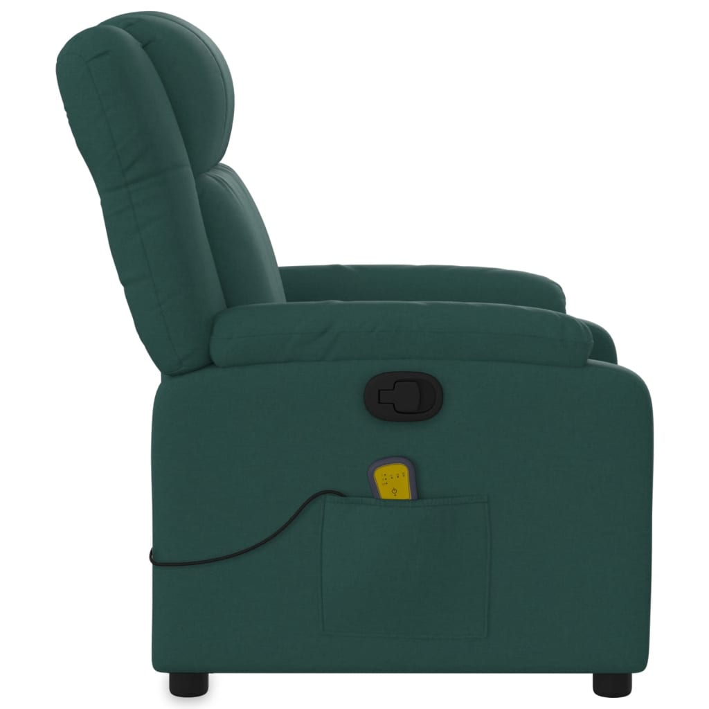 Fotoliu de masaj rabatabil, verde închis, material textil
