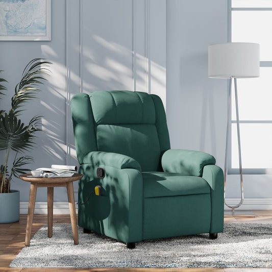 Fotoliu de masaj rabatabil, verde închis, material textil