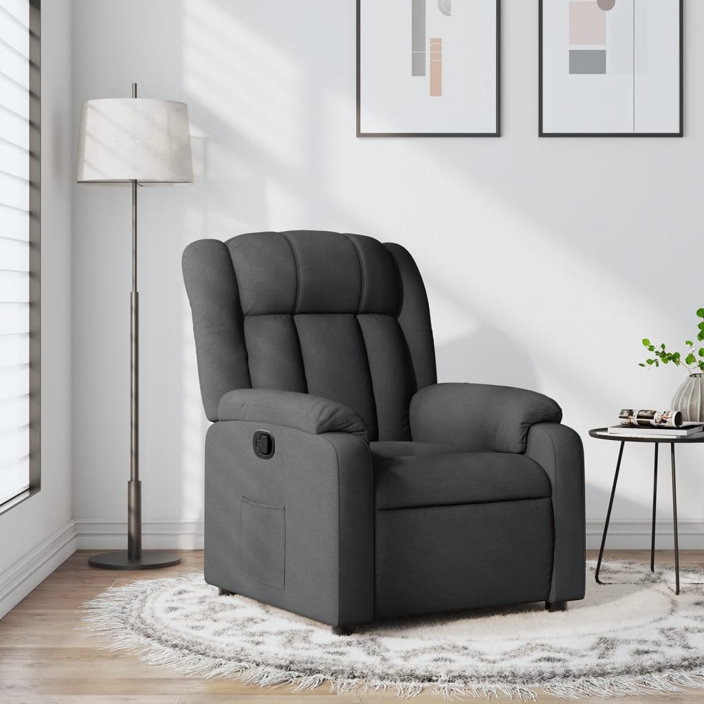 Fotoliu rabatabil, gri închis, material textil