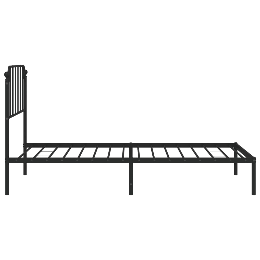 Cadru de pat din metal cu tăblie, negru, 107x203 cm