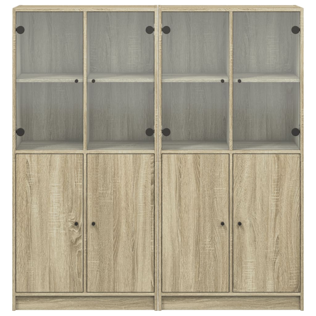 Bibliotecă cu uși stejar sonoma 136x37x142 cm lemn compozit