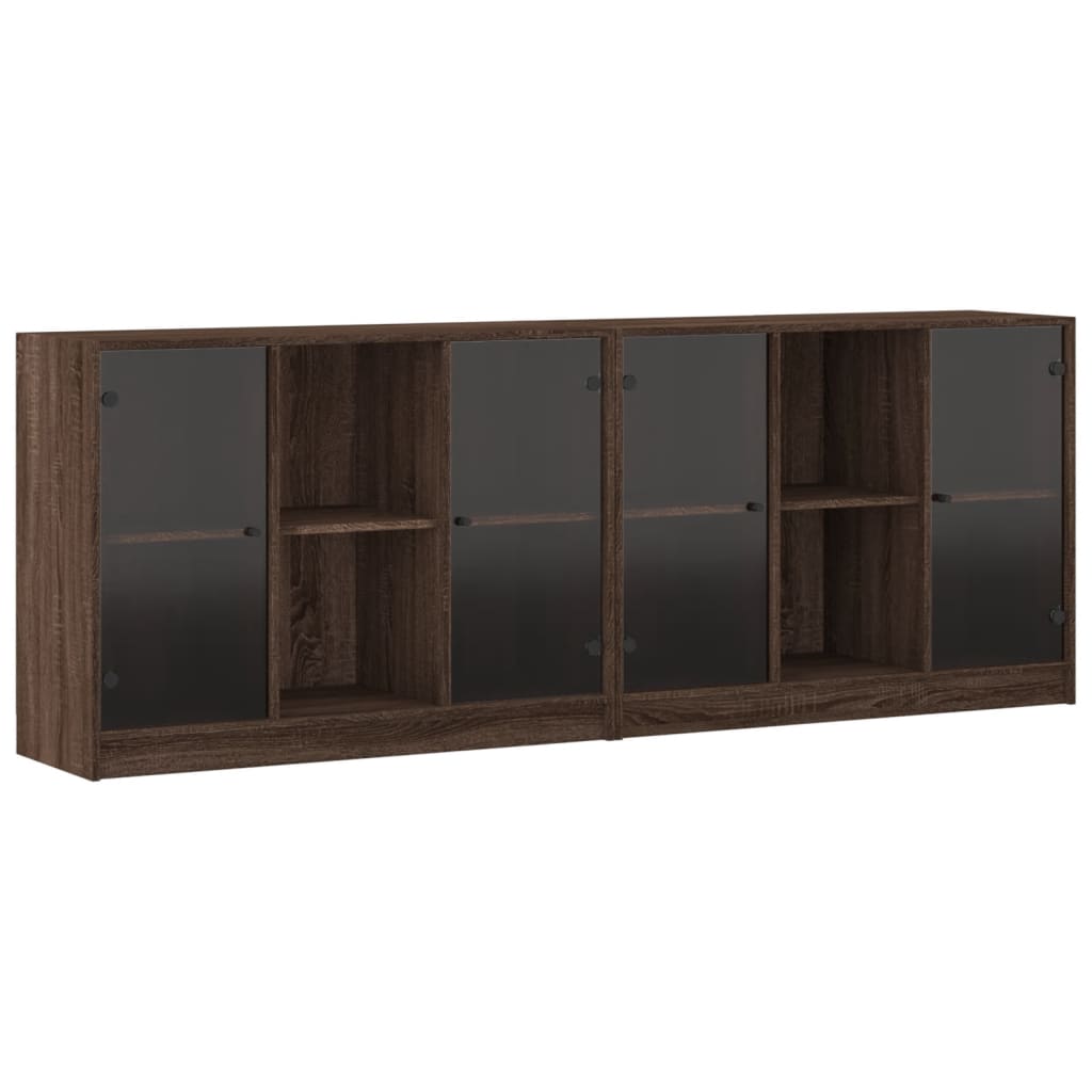Bibliotecă cu uși, stejar maro, 204x37x75 cm, lemn compozit
