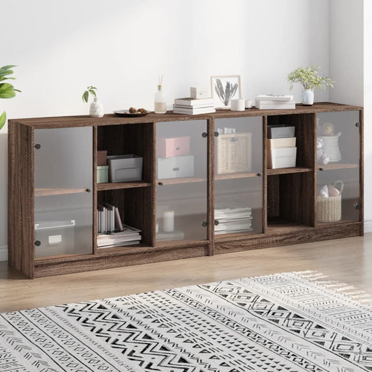 Bibliotecă cu uși, stejar maro, 204x37x75 cm, lemn compozit