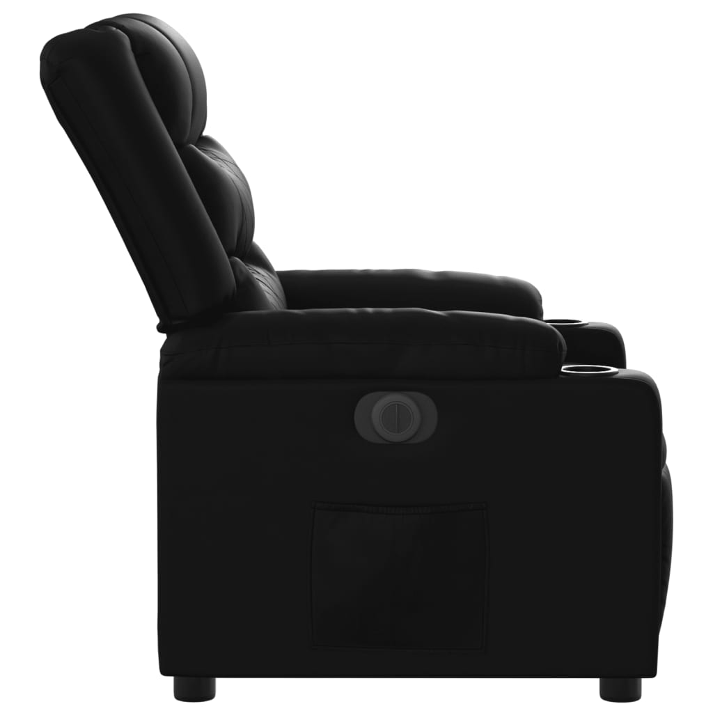 Fotoliu rabatabil electric, negru, piele ecologică