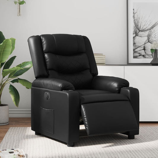 Fotoliu rabatabil electric, negru, piele ecologică