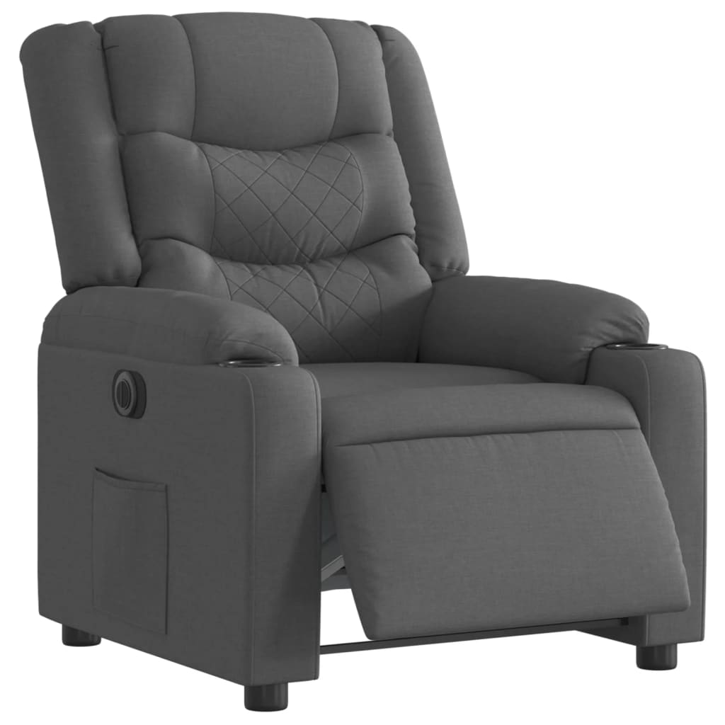Fotoliu rabatabil electric, gri închis, material textil