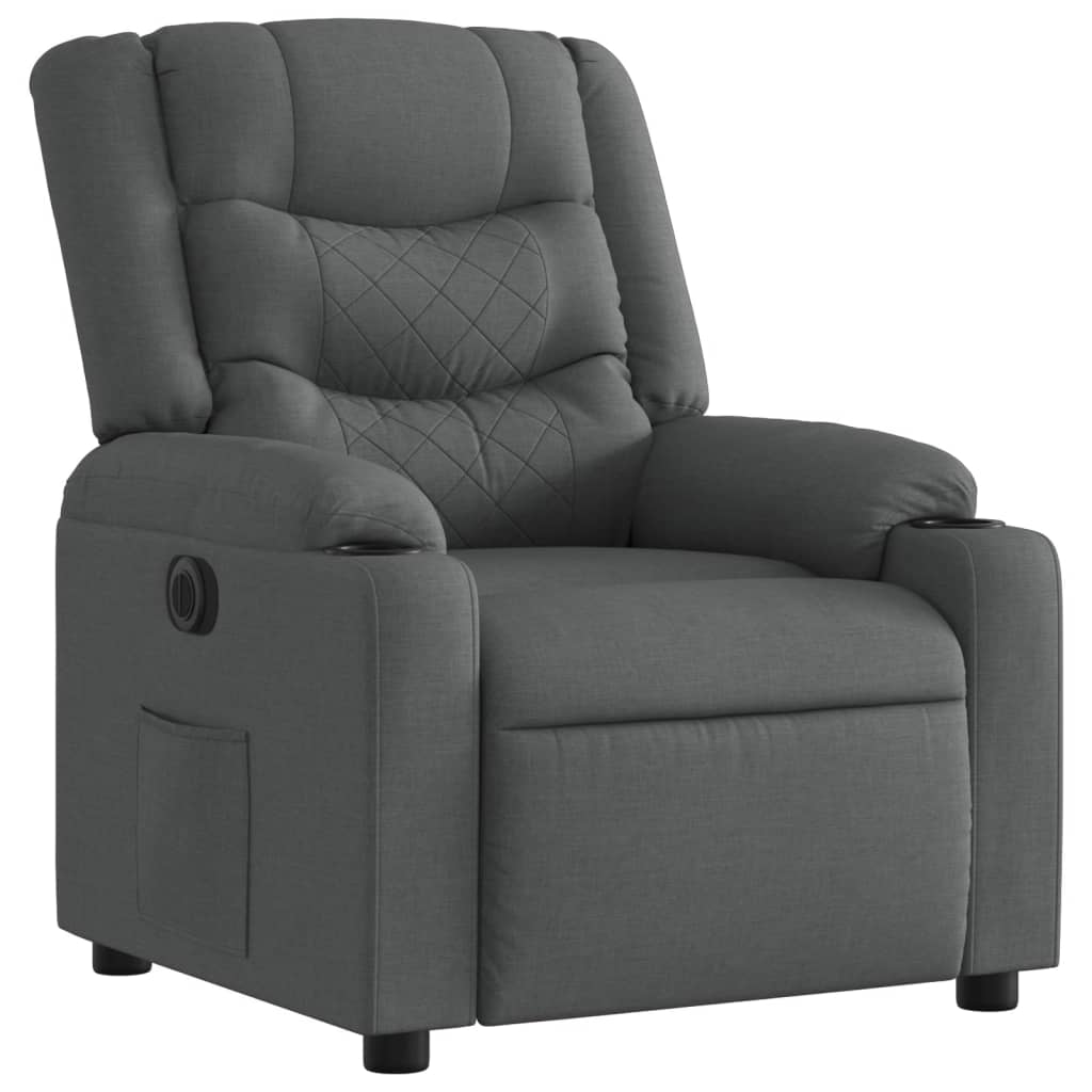 Fotoliu rabatabil electric, gri închis, material textil