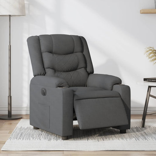 Fotoliu rabatabil electric, gri închis, material textil