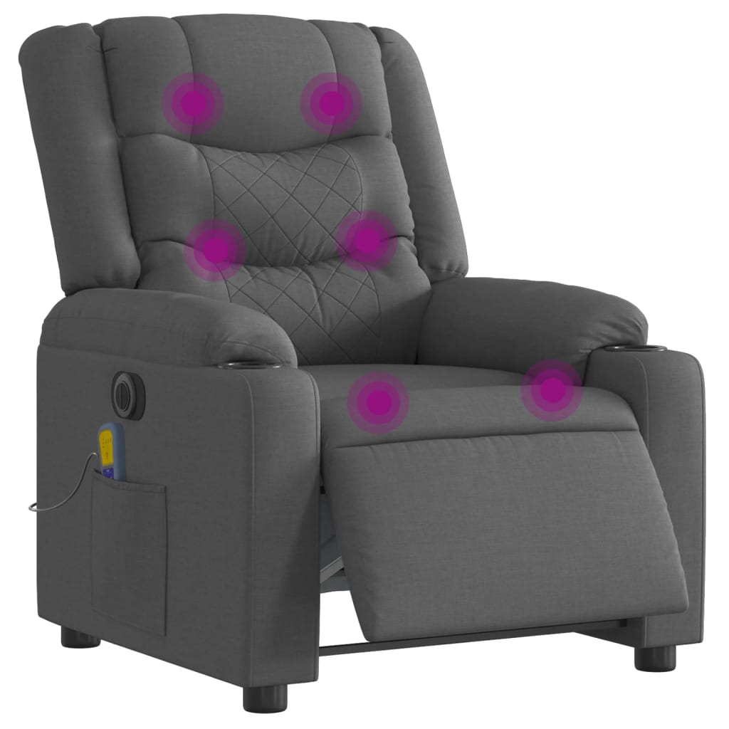 Fotoliu electric de masaj rabatabil, gri închis, textil