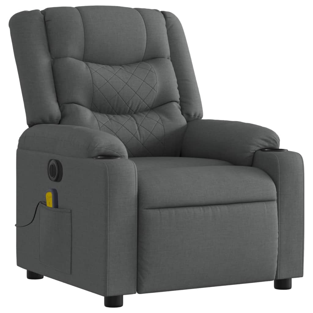 Fotoliu electric de masaj rabatabil, gri închis, textil