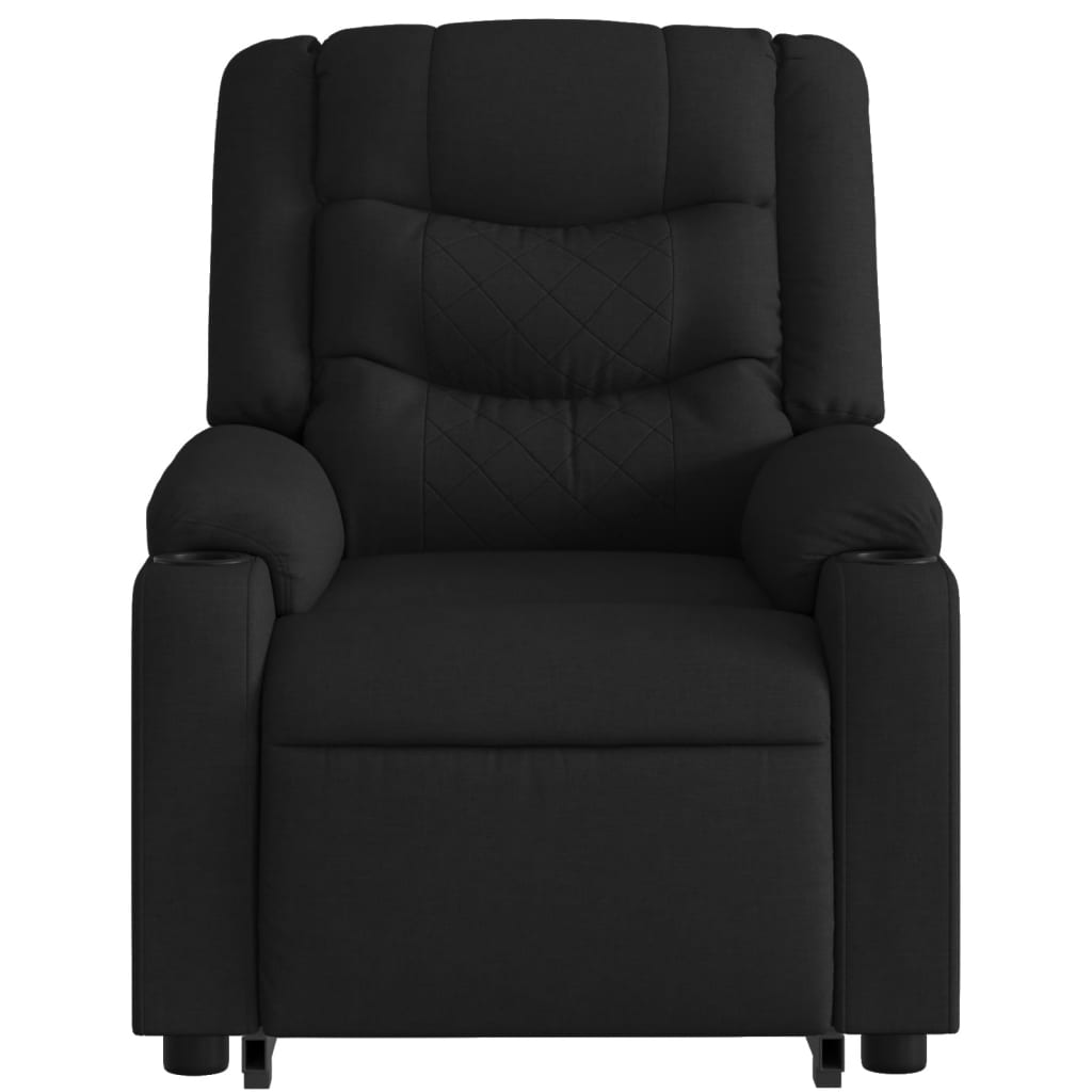 Fotoliu rabatabil de masaj, cu ridicare, negru, material textil