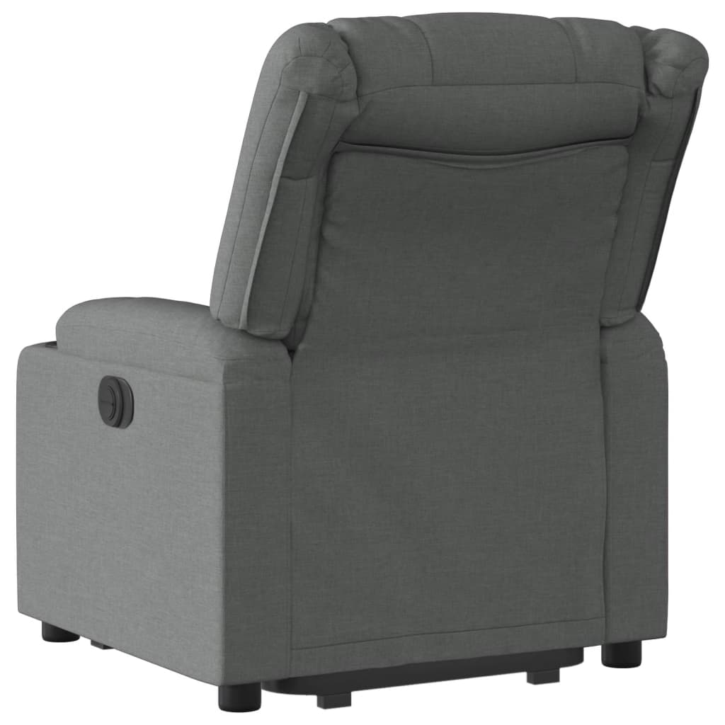 Fotoliu electric rabatabil cu ridicare, gri închis, textil