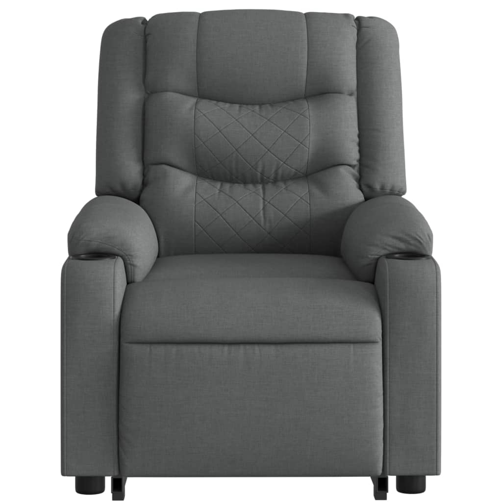 Fotoliu electric rabatabil cu ridicare, gri închis, textil