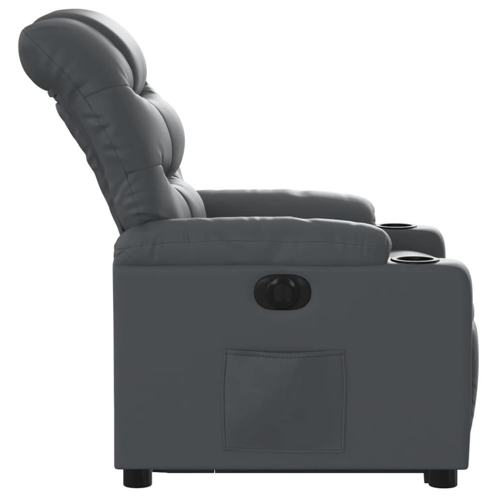 Fotoliu rabatabil electric cu ridicare, gri, piele ecologică
