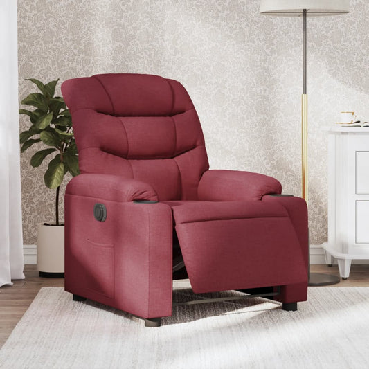 Fotoliu rabatabil electric, roșu vin, material textil