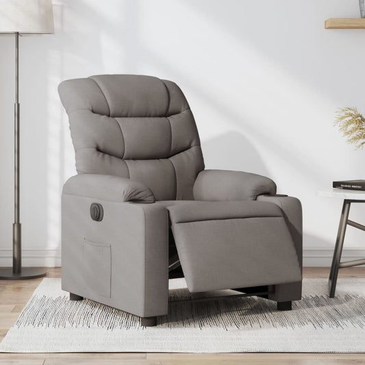 Fotoliu rabatabil electric, gri taupe, material textil