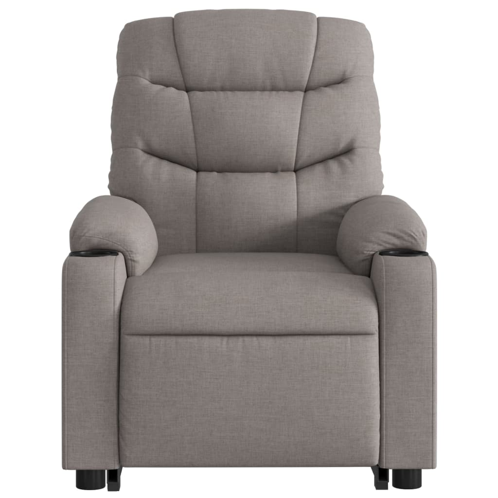 Fotoliu rabatabil de masaj cu ridicare, gri taupe, textil