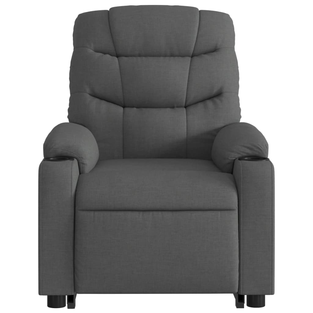 Fotoliu electric rabatabil cu ridicare, gri închis, textil