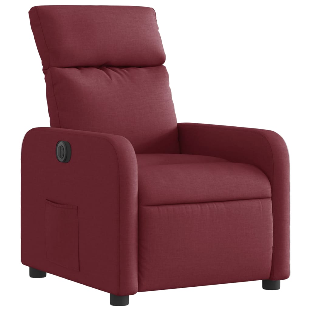 Fotoliu rabatabil electric, roșu vin, material textil