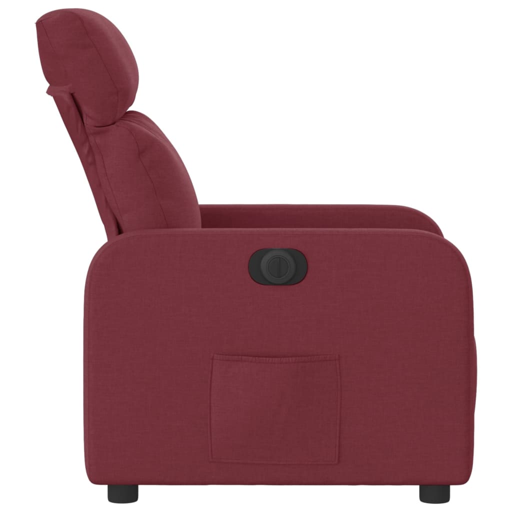 Fotoliu rabatabil electric, roșu vin, material textil