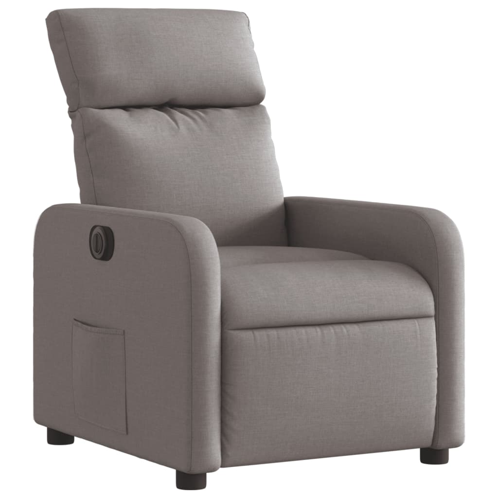 Fotoliu rabatabil electric, gri taupe, material textil