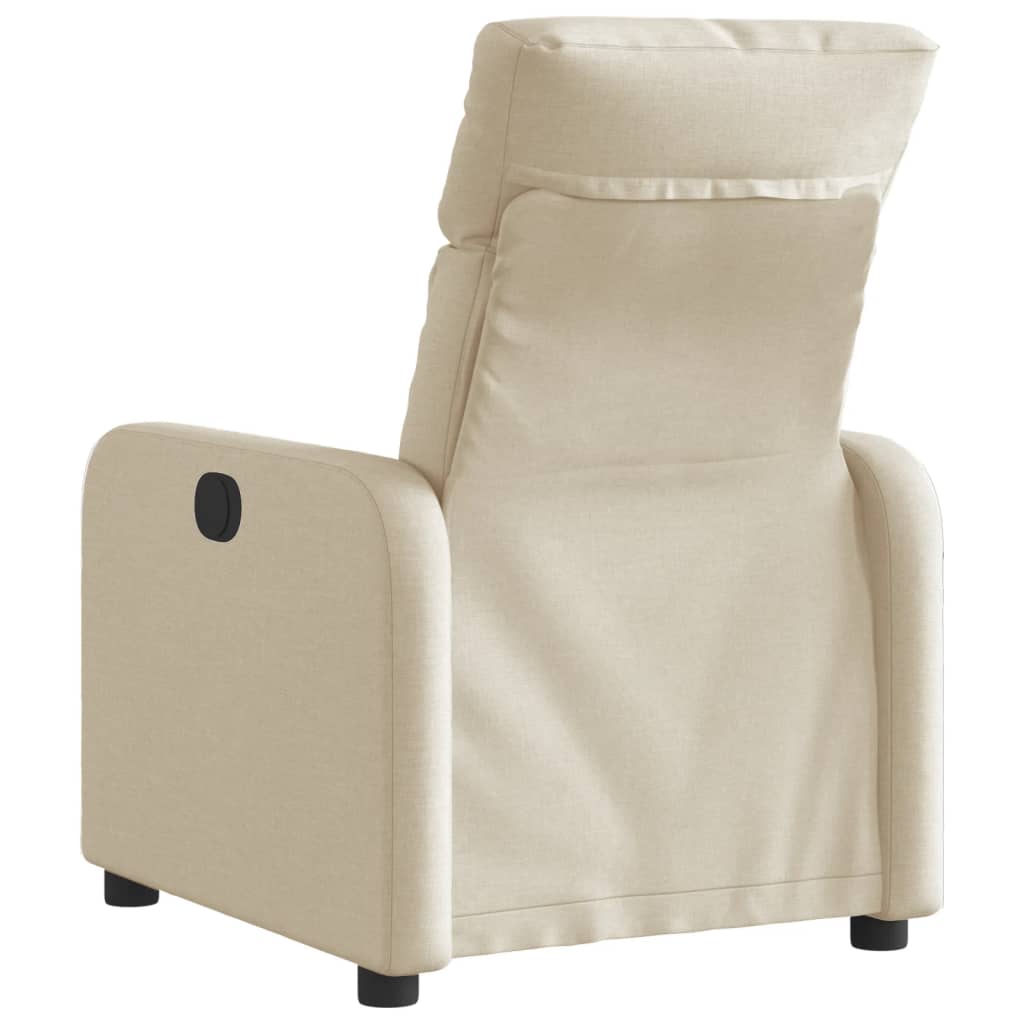 Fotoliu rabatabil electric, crem, material textil