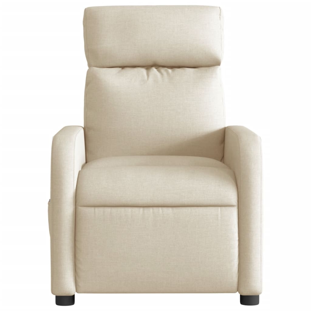 Fotoliu rabatabil electric, crem, material textil