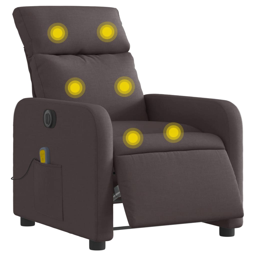 Fotoliu electric de masaj rabatabil, maro închis, textil