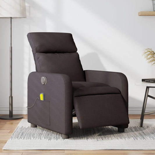 Fotoliu electric de masaj rabatabil, maro închis, textil