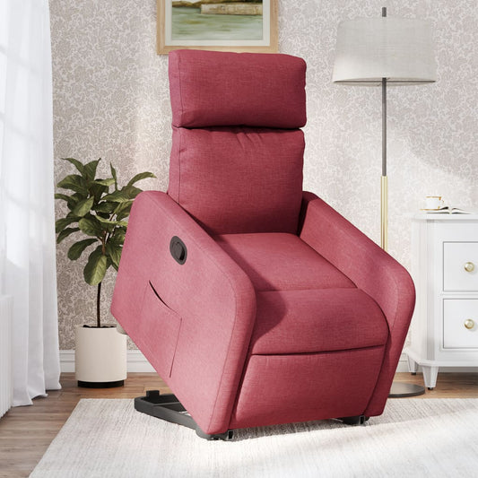 Fotoliu rabatabil cu ridicare, roșu vin, material textil