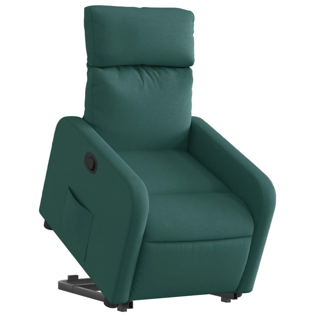 Fotoliu rabatabil ridicare pe verticală, verde închis, textil