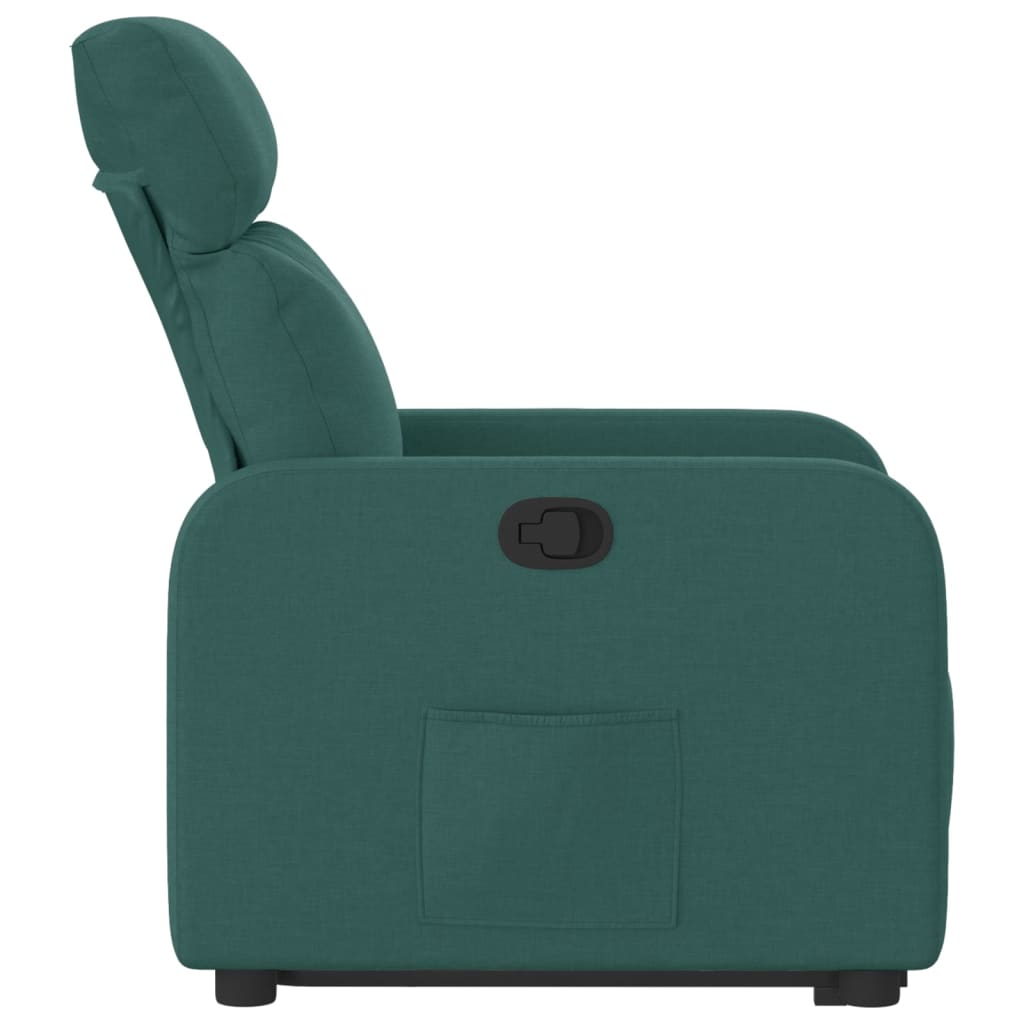 Fotoliu rabatabil ridicare pe verticală, verde închis, textil