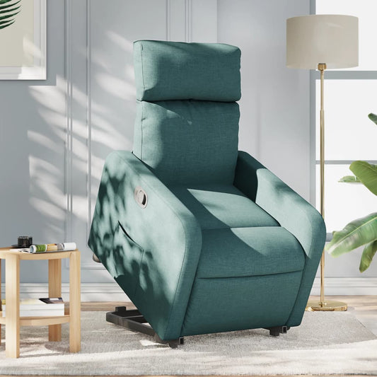Fotoliu rabatabil ridicare pe verticală, verde închis, textil