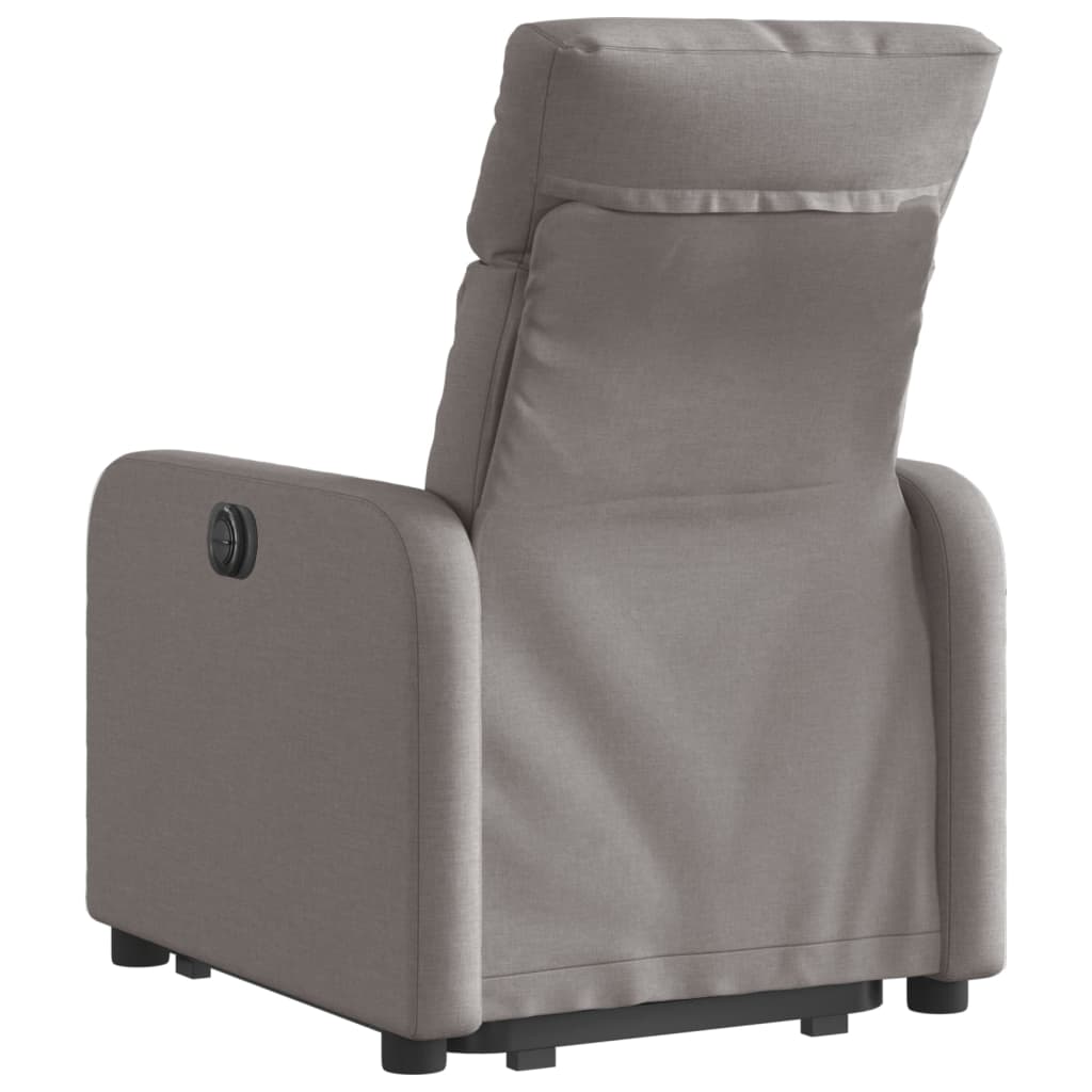 Fotoliu rabatabil cu ridicare pe verticală, gri taupe, textil