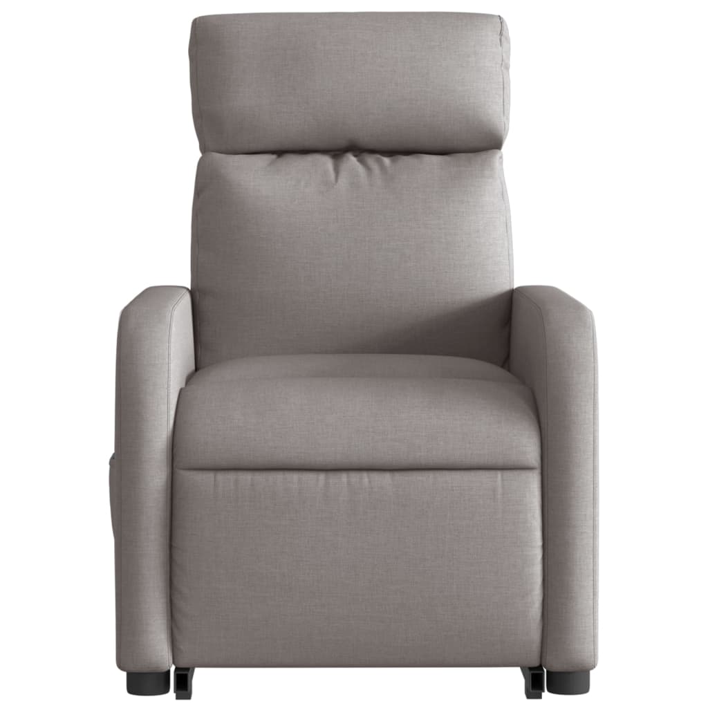 Fotoliu rabatabil cu ridicare pe verticală, gri taupe, textil