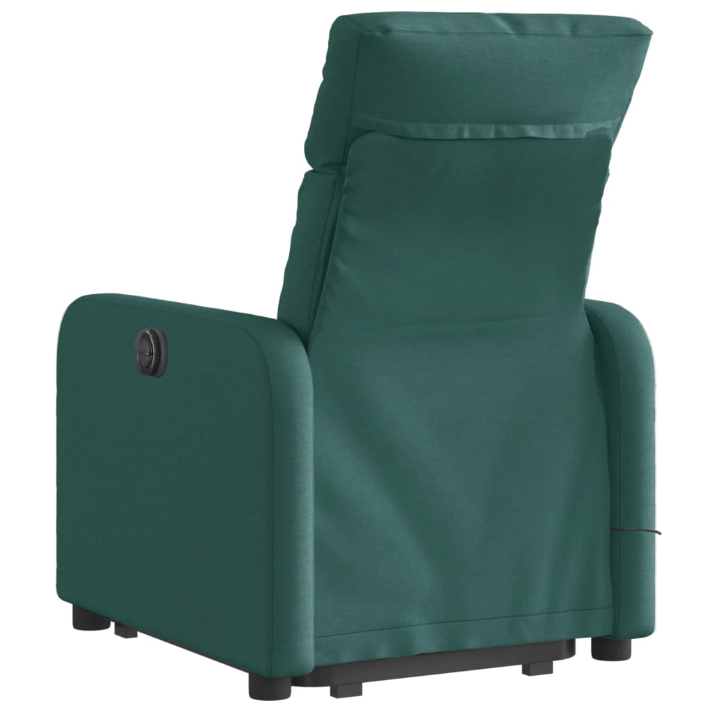 Fotoliu rabatabil de masaj, cu ridicare, verde închis, textil