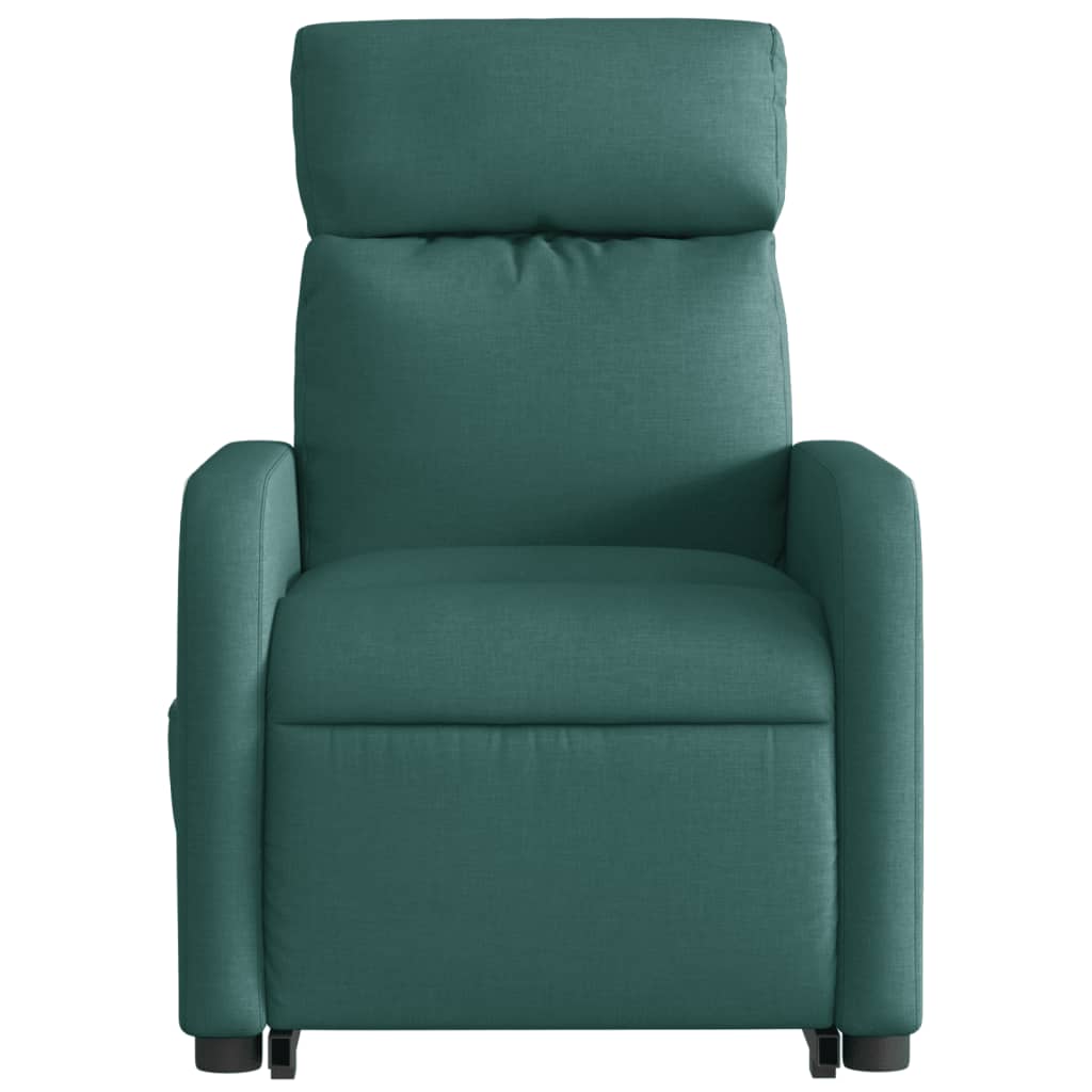 Fotoliu rabatabil de masaj, cu ridicare, verde închis, textil