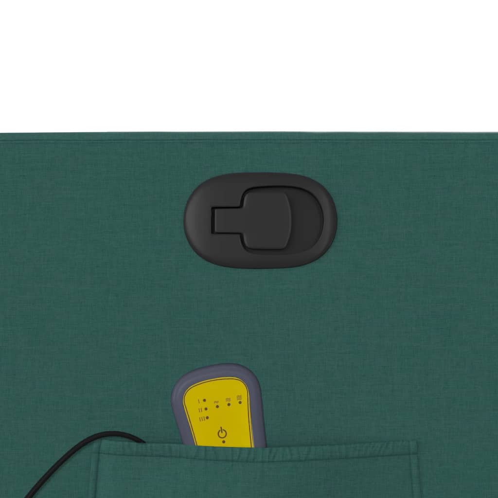 Fotoliu rabatabil de masaj, cu ridicare, verde închis, textil