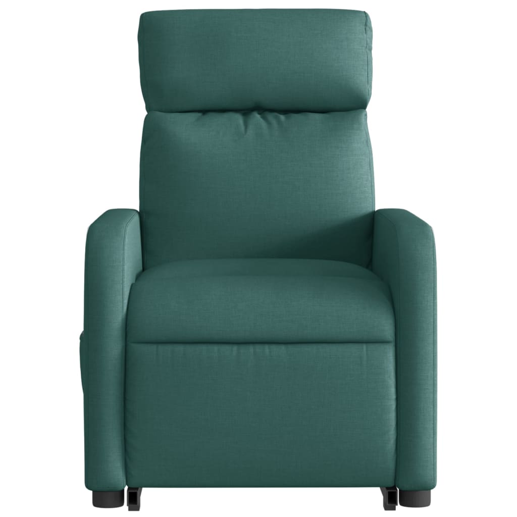 Fotoliu electric rabatabil cu ridicare, verde închis, textil