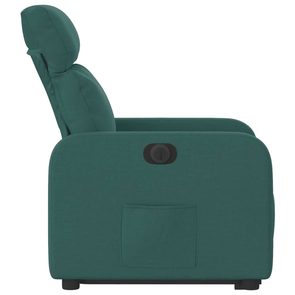 Fotoliu electric rabatabil cu ridicare, verde închis, textil