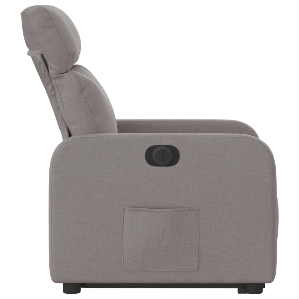 Fotoliu electric rabatabil cu ridicare, gri taupe, textil