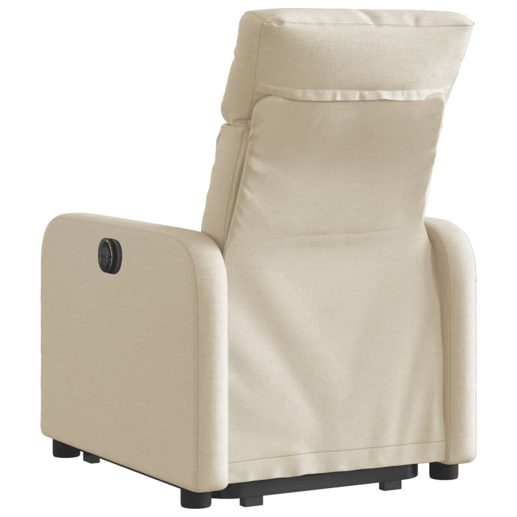 Fotoliu electric rabatabil cu ridicare, crem, textil
